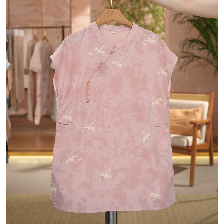 《 蜻蜓怜晓露-奥黛》新中式提花国风时尚休闲防晒透气中长款奥黛