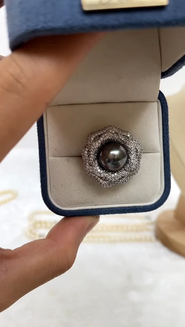 银S925镶嵌戒指海水珍珠13