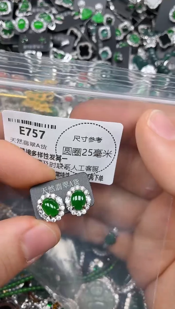颈饰未镶嵌翡翠E757耳钉