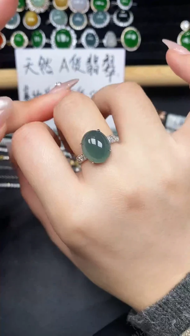 银S925镶嵌戒指翡翠37838