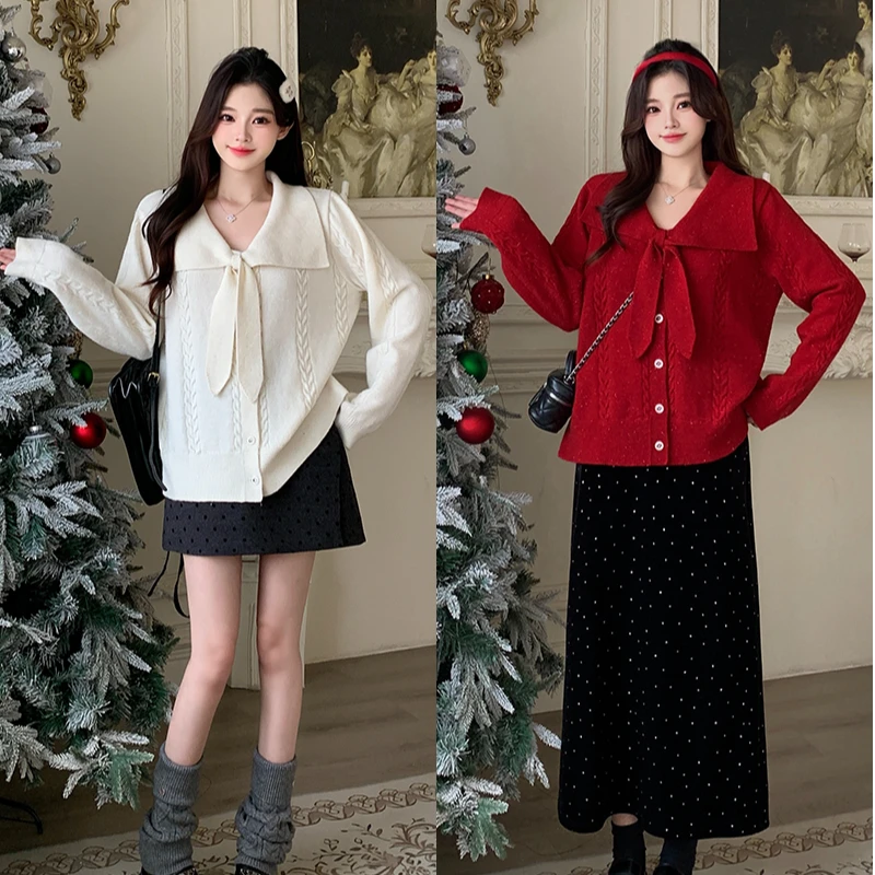 【圣诞限定】2025新款胖mm大码女装设计感波点显瘦长袖小衫上衣8335