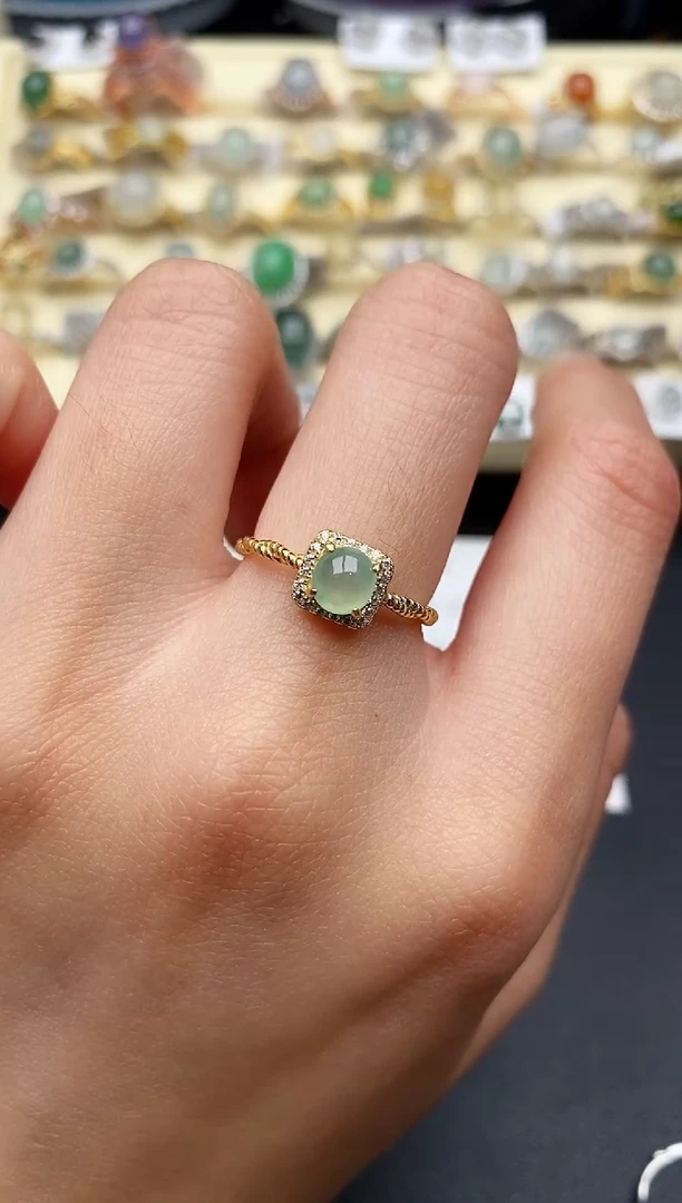 【闪购商品】翡翠戒指银S925镶嵌44444444+4