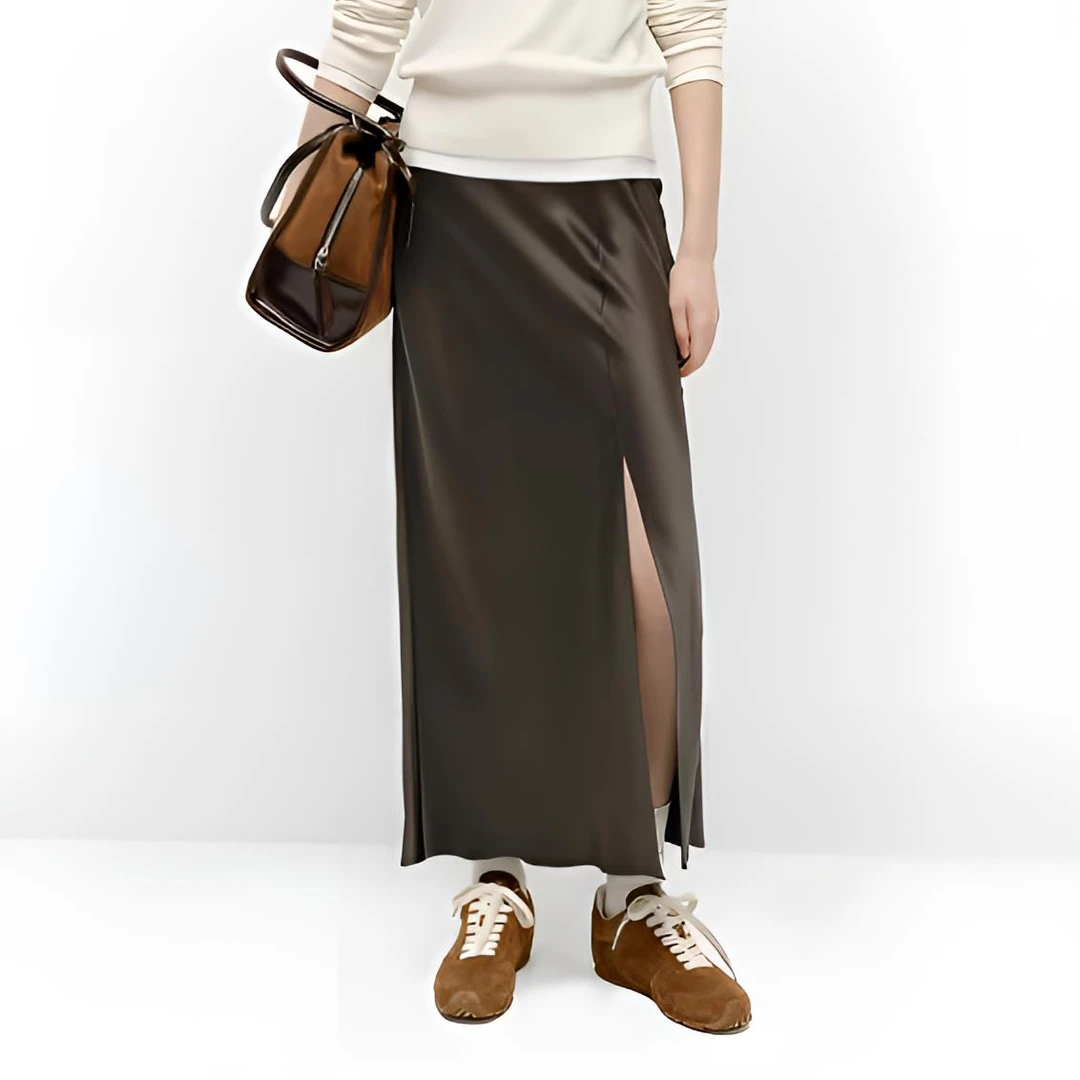 30185常【MO订单】半身裙2025高比例醋酸丝光感高腰开叉鱼尾裙0028