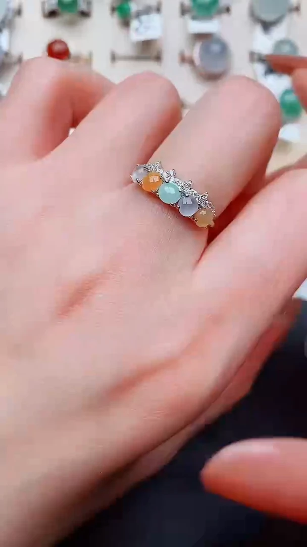 银S925镶嵌戒指翡翠...