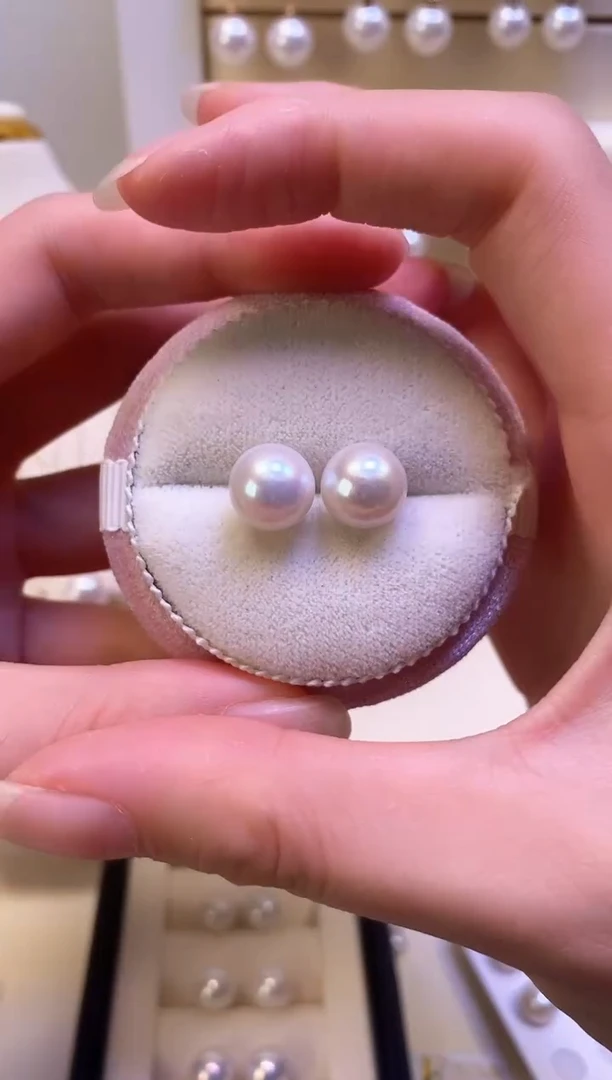 银S925镶嵌淡水珍珠耳饰单珠耳钉