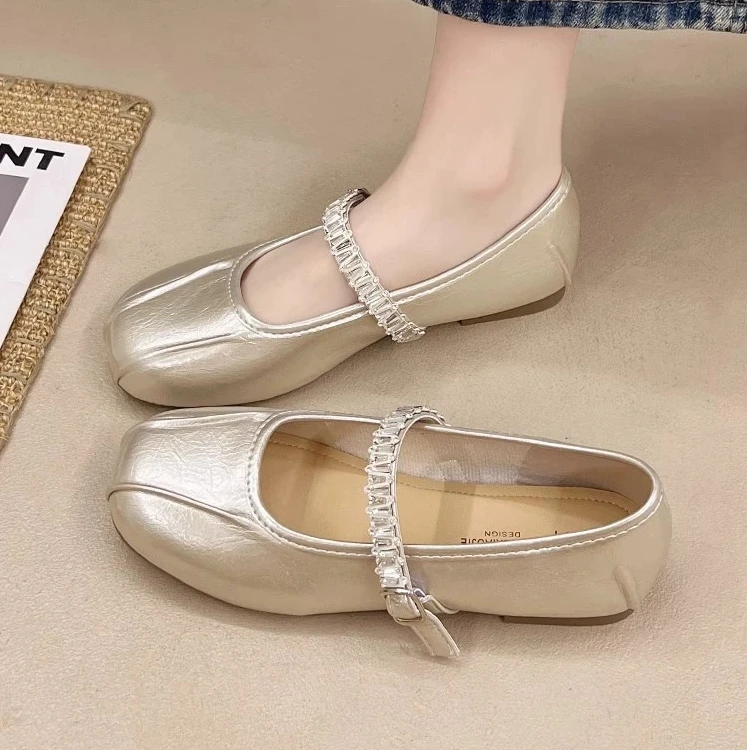 卓诗尼芙妮平底芭蕾风单鞋2025夏季豆豆鞋配裙子千金鞋子名媛风