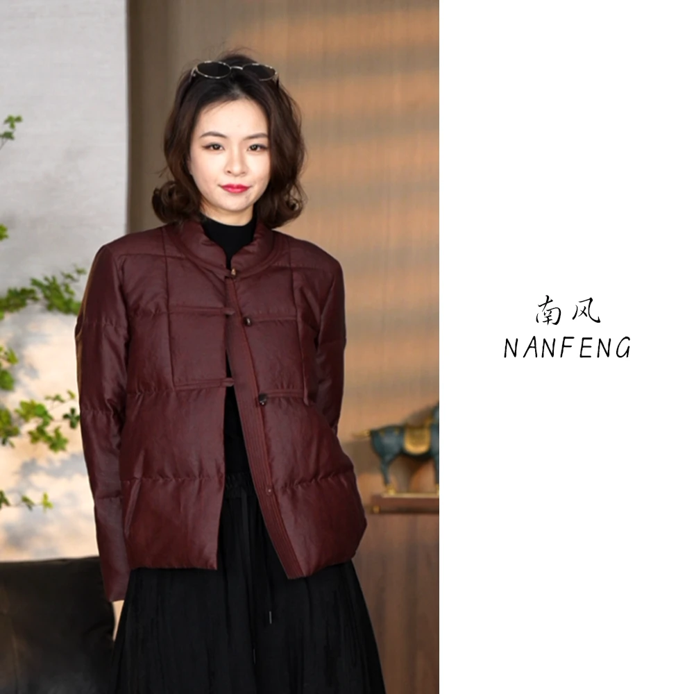 100%桑蚕丝 香云纱鹅绒宽松保暖冬款鹅绒服短款外套4013211