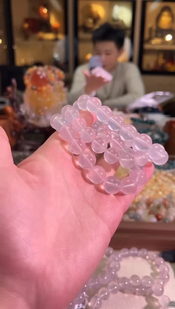 未镶嵌手链水晶14mm+莫桑比克粉水（多样性发一）