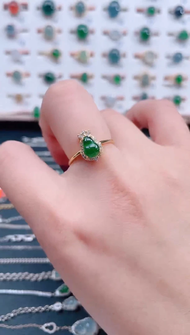 银S925镶嵌戒指翡翠天然翡翠