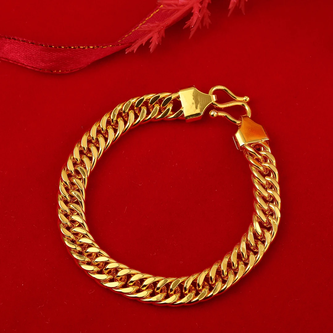 【高端定制】男士编制手链时尚经典霸气金色