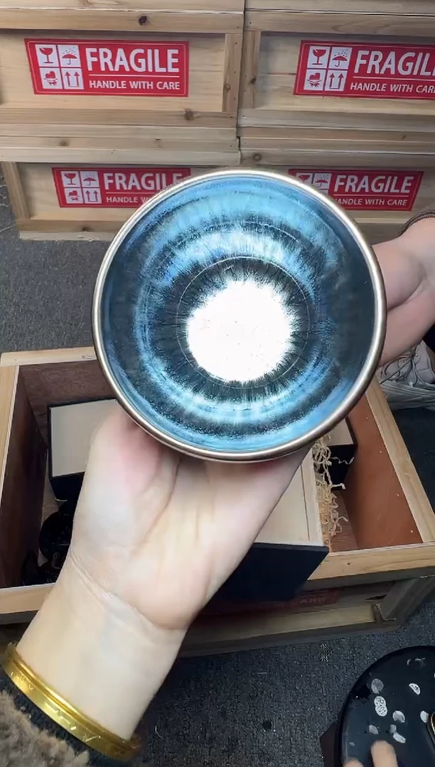 茶盏银镜  建窑建盏主人杯