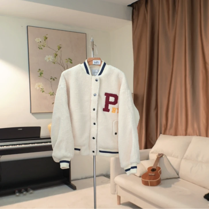 D128 螺纹领口颗粒绒夹克外套女 30731