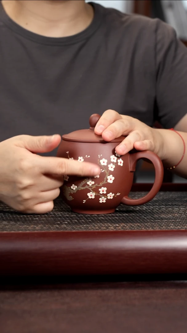 茶杯紫砂尾单微瑕喜上眉梢不带礼盒