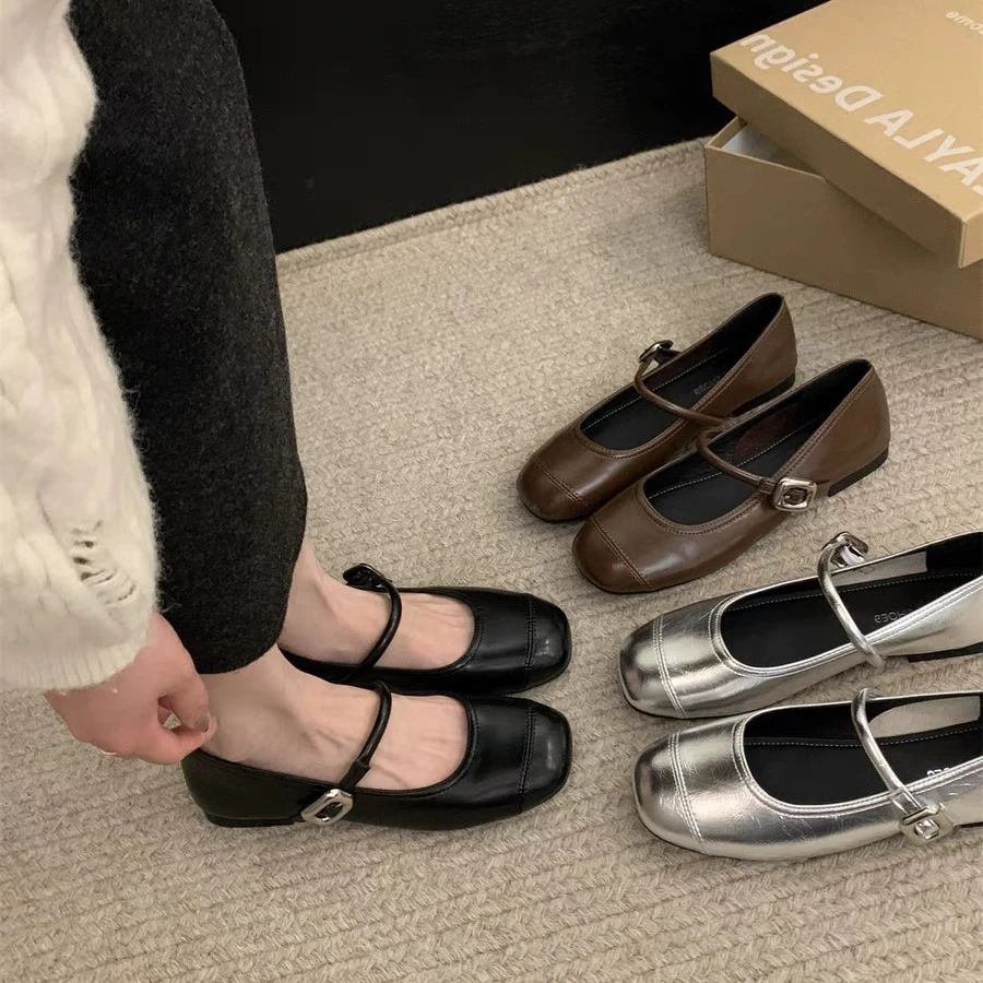玛丽珍浅口单鞋软底法式温柔小皮鞋