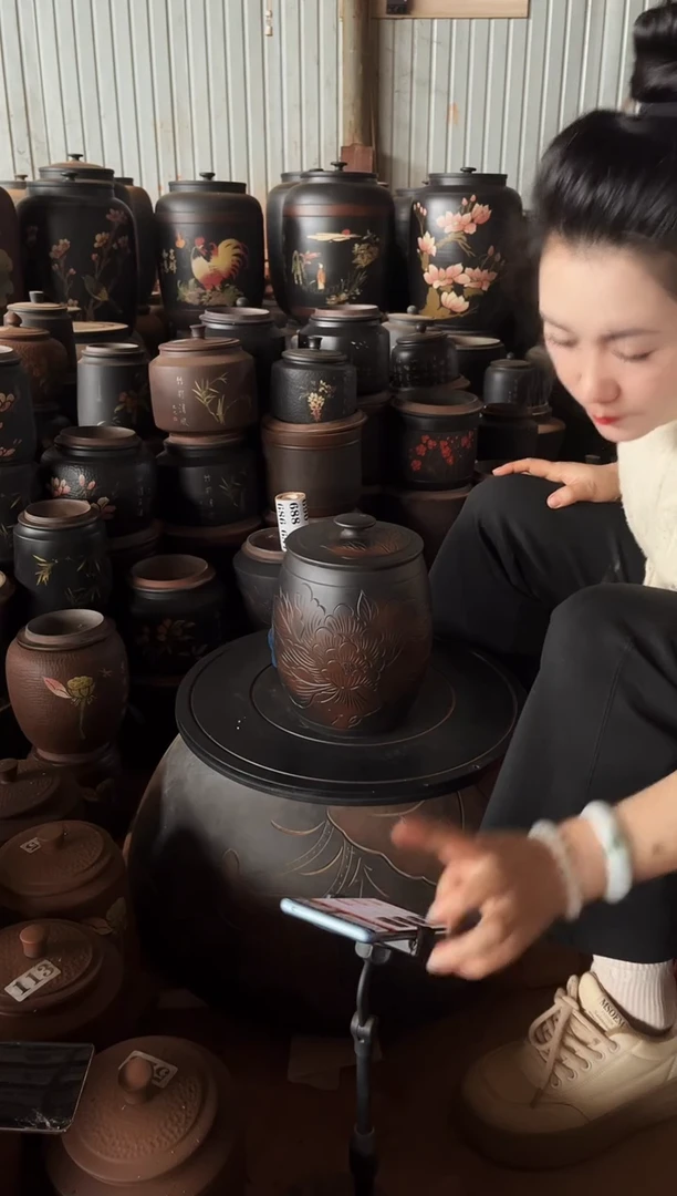 【闪购商品】壶完品茶叶罐   高柱牡丹花