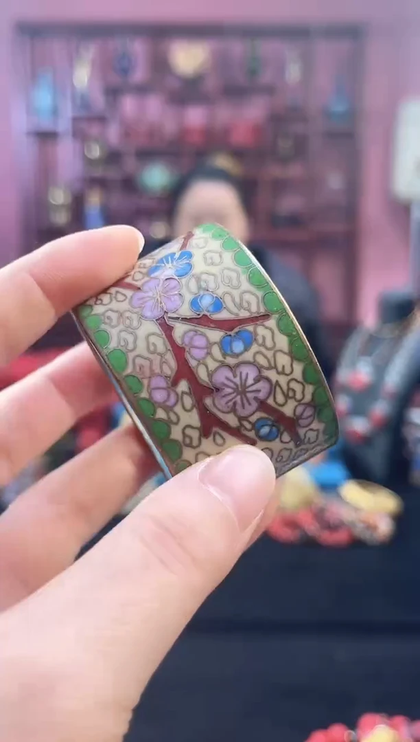 非遗 景泰蓝围巾扣 米色