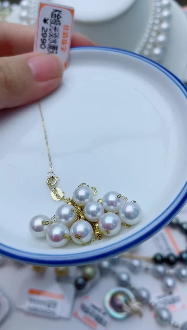 淡水珍珠18K金镶嵌颈饰W5