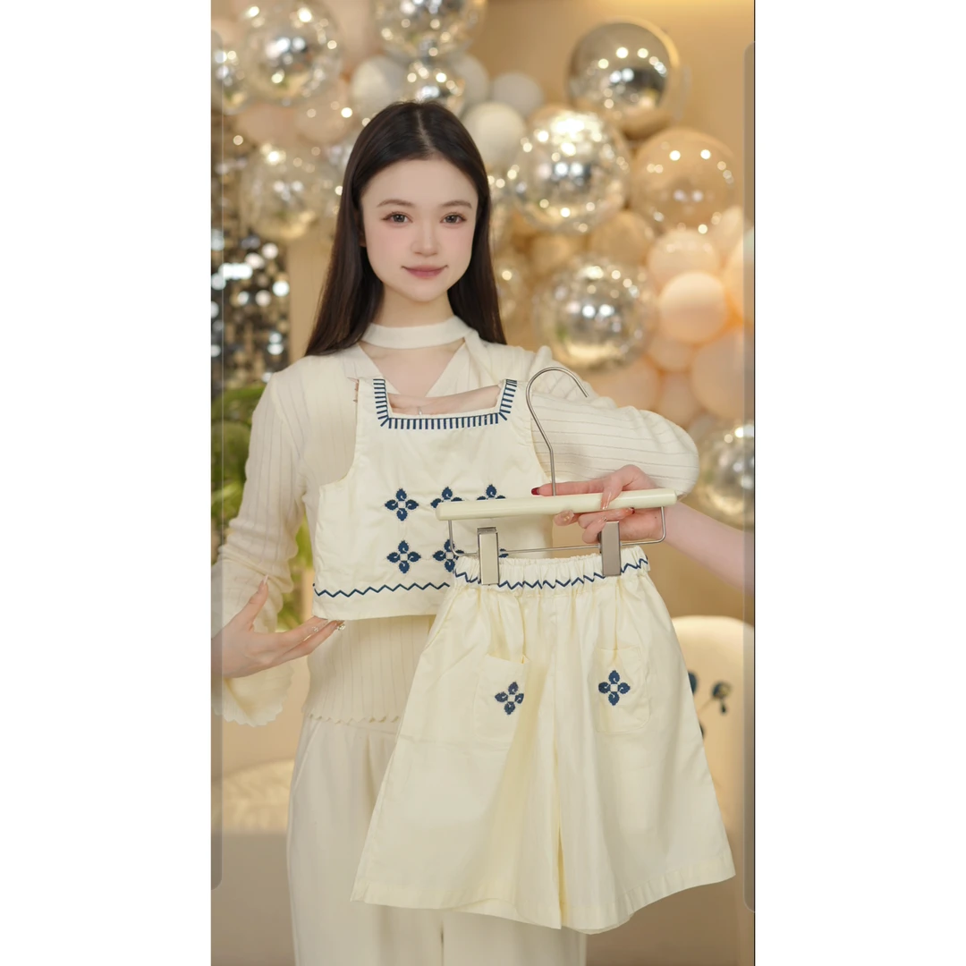 「MM」女童夏季新短袖套装款韩版甜美时尚休闲百搭轻奢洋气无袖套装