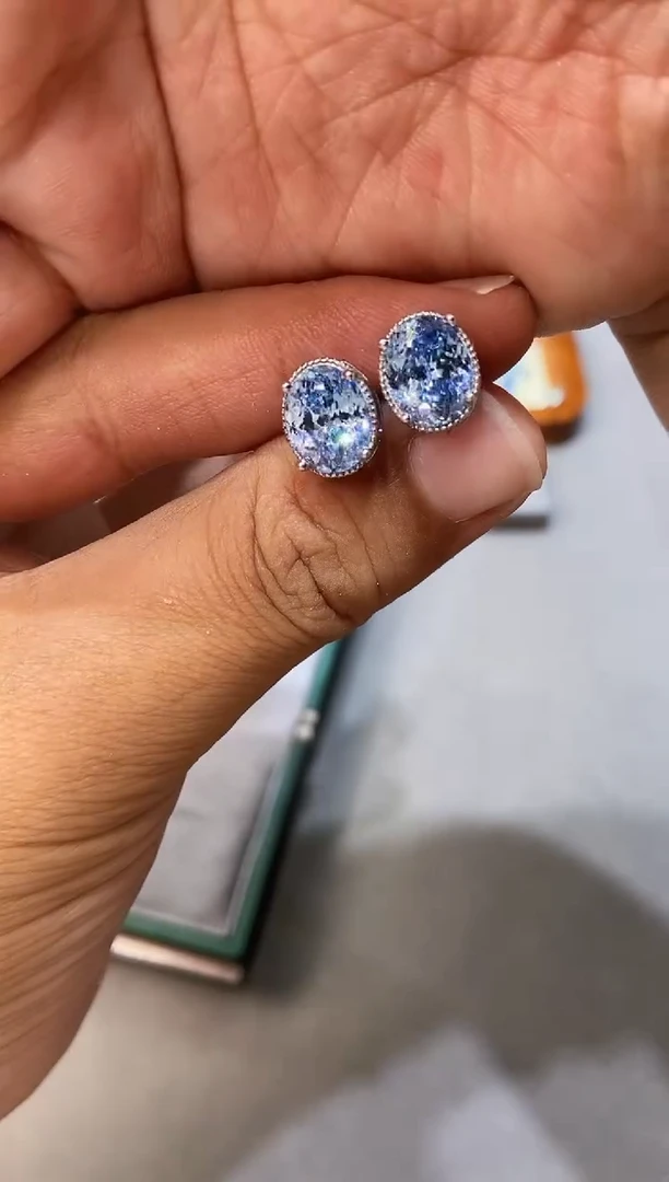海蓝宝石耳坠银S925镶嵌.......