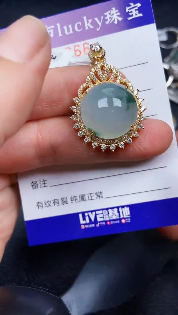 翡翠银S925镶嵌颈饰9966