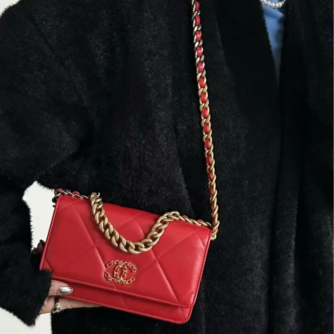 99新 Chanel/香奈儿 9505|香奈儿红色19woc斜挎包|香奈儿