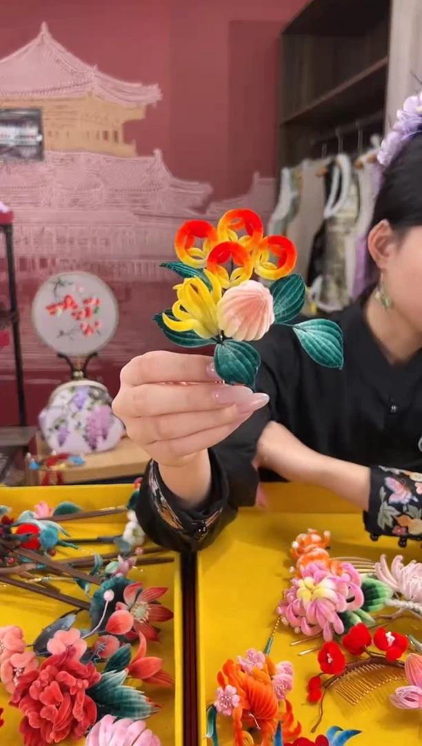 【闪购商品】刺绣非遗绒花（发饰）