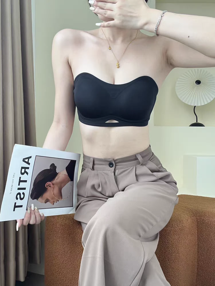 布吉岛无肩带裹胸女防走光夏薄款防滑聚拢隐形时尚美背裹胸