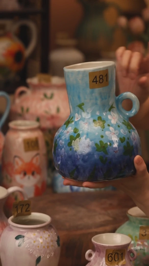 陶瓷481景德镇设计师手作花器摆件侘寂风