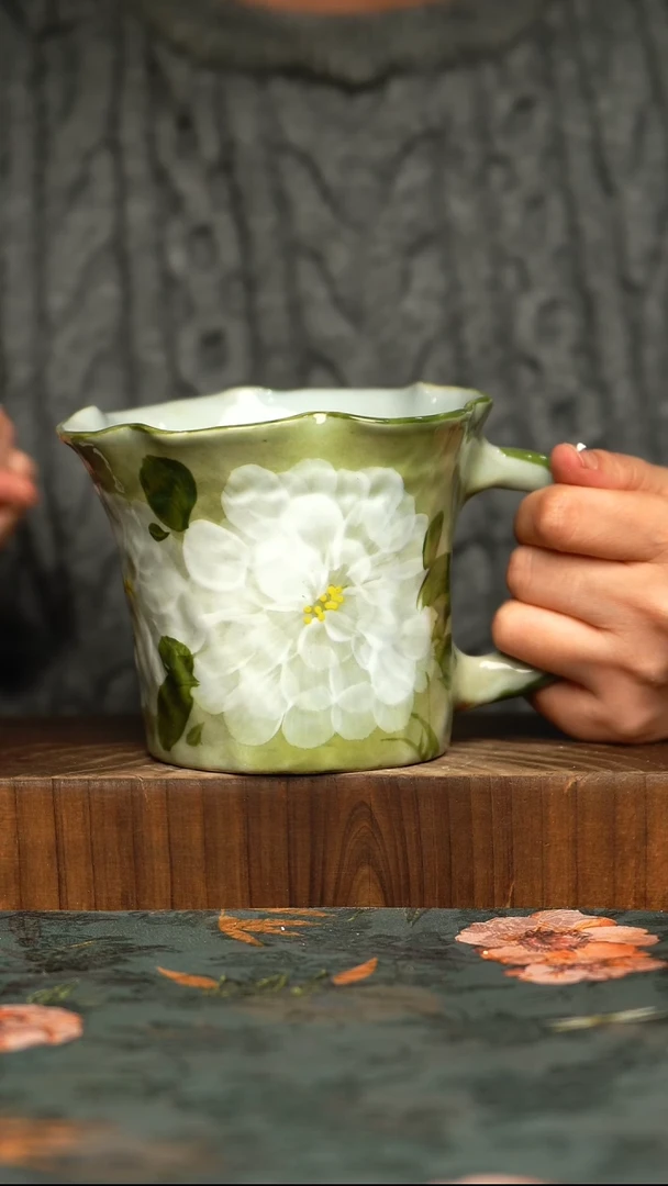 杯釉下彩手工手绘同款陶器