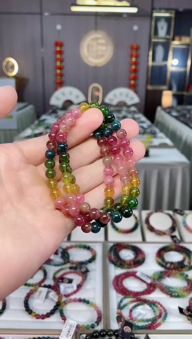 未镶嵌收藏级老矿碧玺三圈手串6mm+碧玺xion多样性发货一条