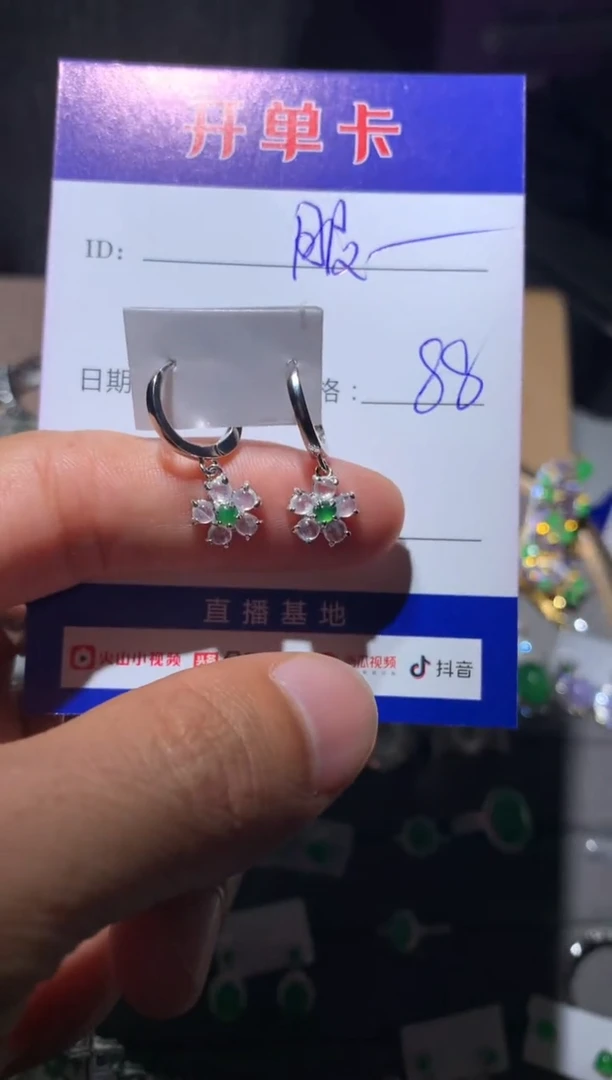 【闪购商品】翡翠耳饰银S925镶嵌 我们服饰