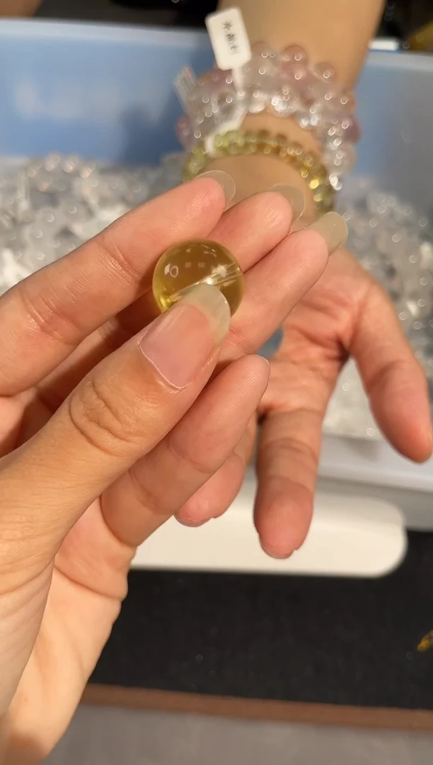 水晶手链未镶嵌2号星光黄水晶单颗配件17mm