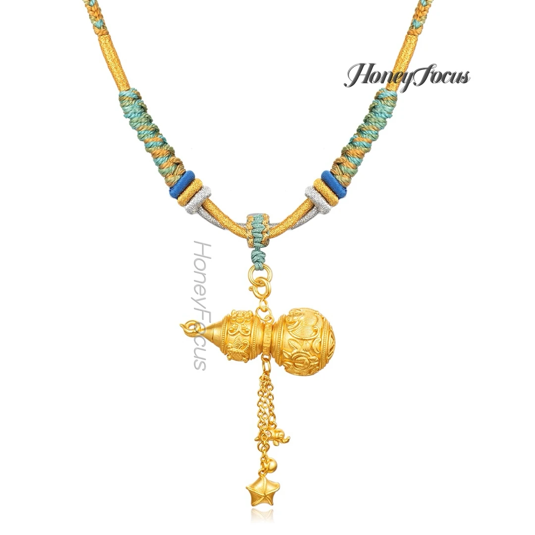 吊坠925银合成锆石 只此青绿葫芦项链 金色中式民族风项链 #8982