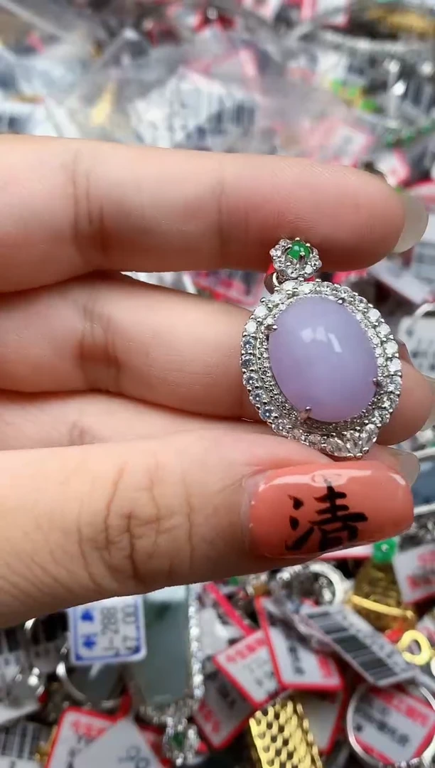 银S925镶嵌戒指翡翠天然A货缅甸翡翠