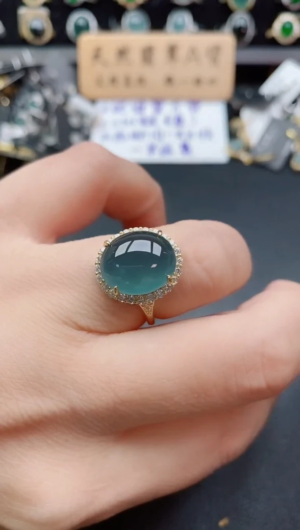 银S925镶嵌戒指翡翠1