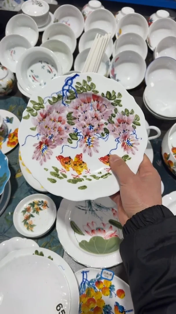 摆件陶瓷景德镇高温瓷（花刺盘）