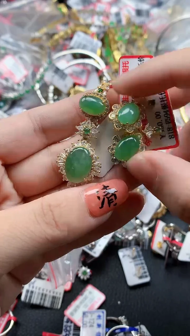 银S925镶嵌戒指翡翠天然A货缅甸翡翠