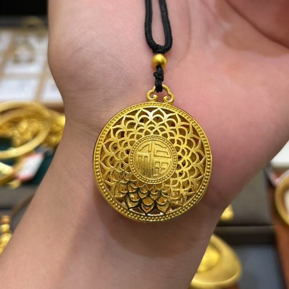 合金项链 【经典八宝罗盘项链】手工编织双面编绳古法金色传承