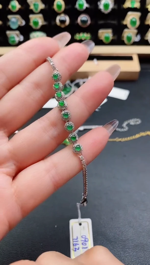 银S925镶嵌戒指翡翠1