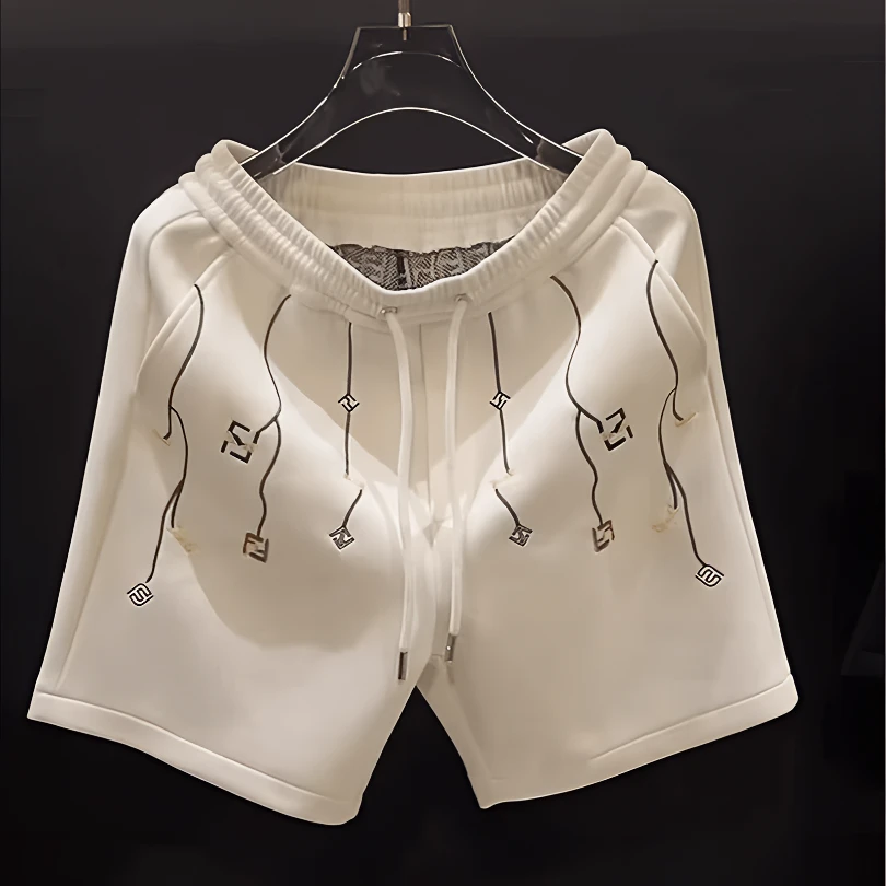 高级感痞帅男裤子男士裤子最新款2025爆款刺绣短裤潮牌五分裤男士