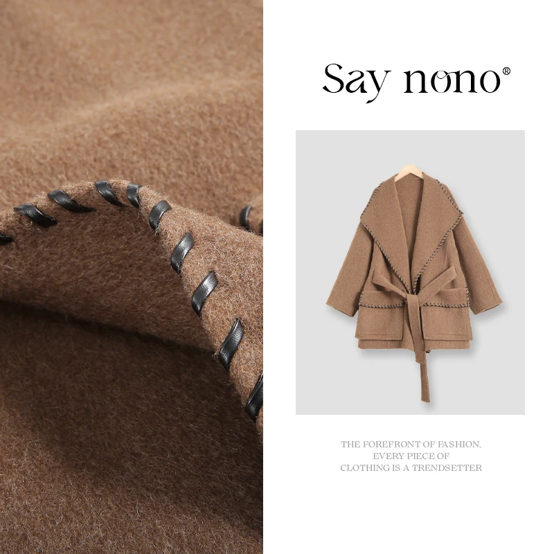 懒猫nono│Saynono 羊驼毛天丝长款外套/XXYJ8156