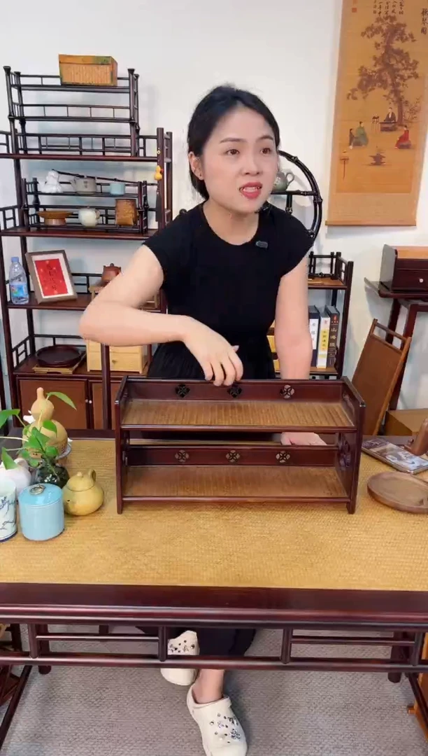 清影置物架高山楠竹收纳架纯收购杯壶架古博架