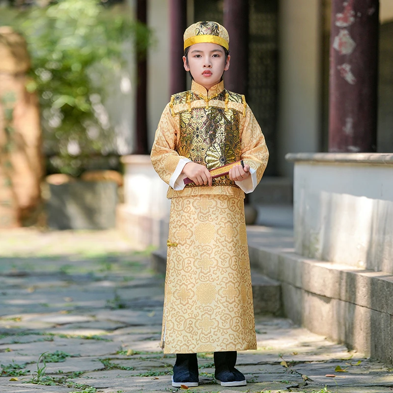儿童古装男童清朝太子满族少爷阿哥贝勒服小男孩演出服cos走秀服