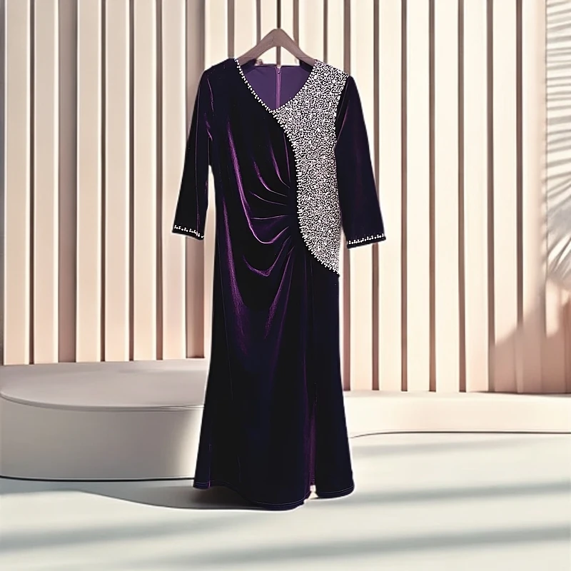 238136设计师气质显瘦时尚优雅轻奢女装中老年妈妈装礼服裙高贵