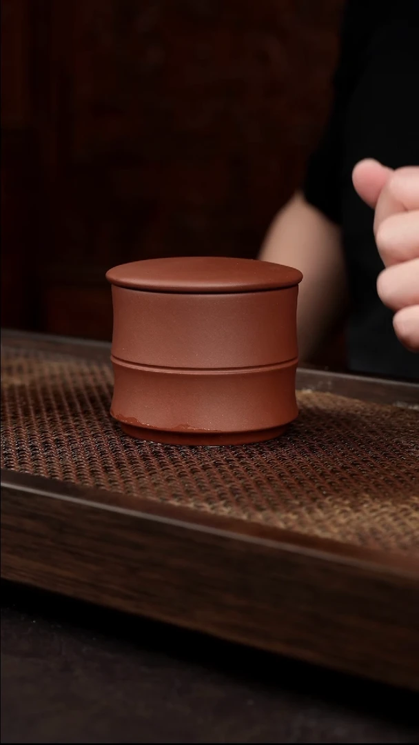 茶壶紫砂底槽清竹节茶叶罐