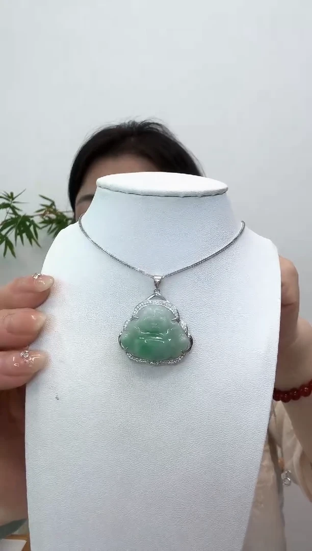 翡翠银S925镶嵌吊坠(赠链)小佛
