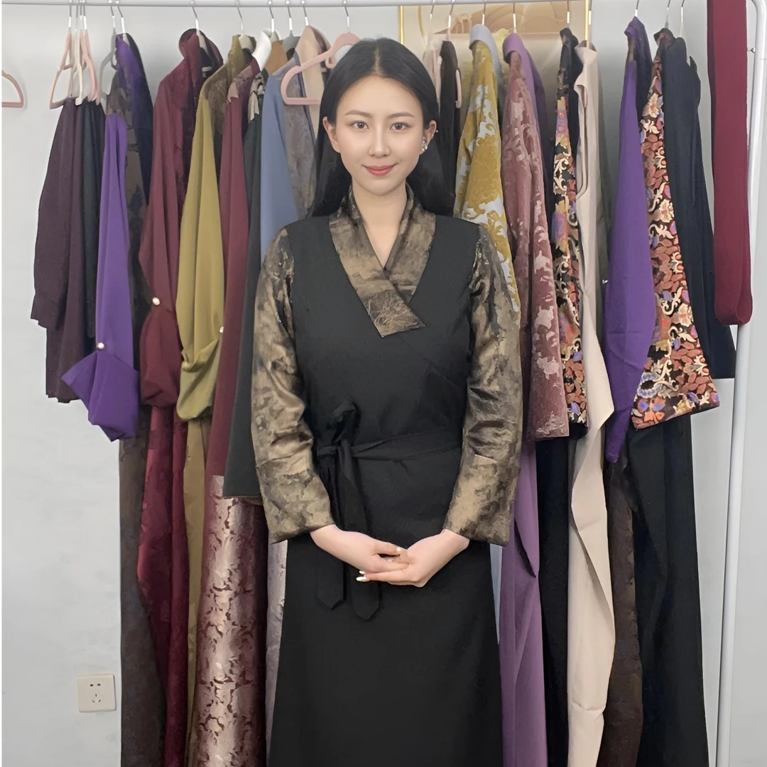 2025春夏新款藏装民族服装博拉裙民族风经典假两件长袖