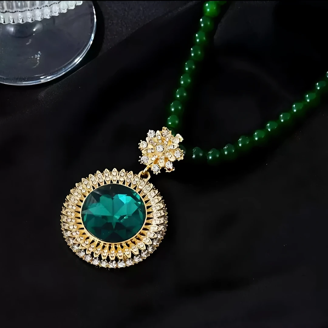 铜合金项链 项链-吊坠气质轻奢时尚绿色2277