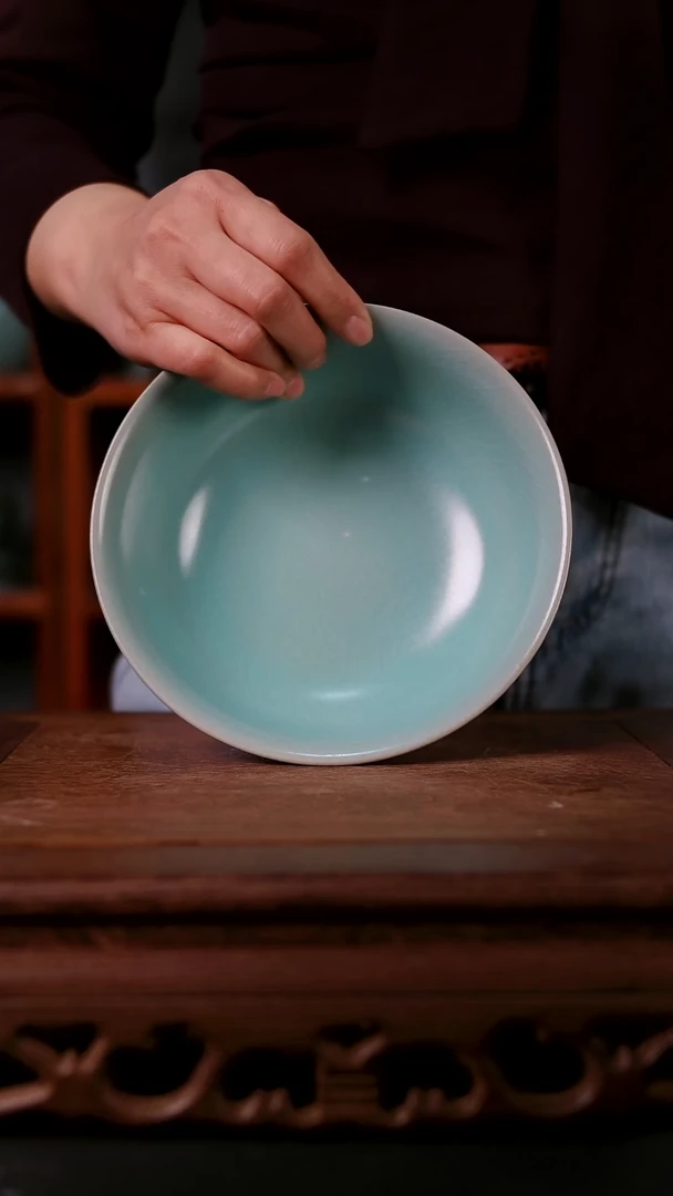 碗陶思*声青霁汝窑仿古釉  微瑕