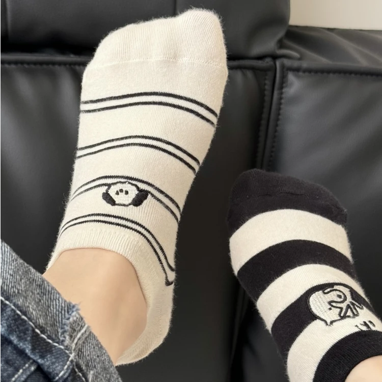 可爱小狗船袜女舒适不掉跟防滑隐形袜夏季薄款袜子女浅口短袜夏天